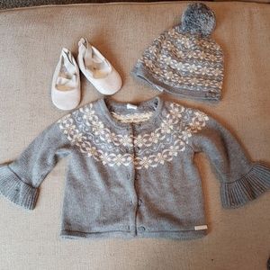 Janie and jack baby girls sweater and matching hat